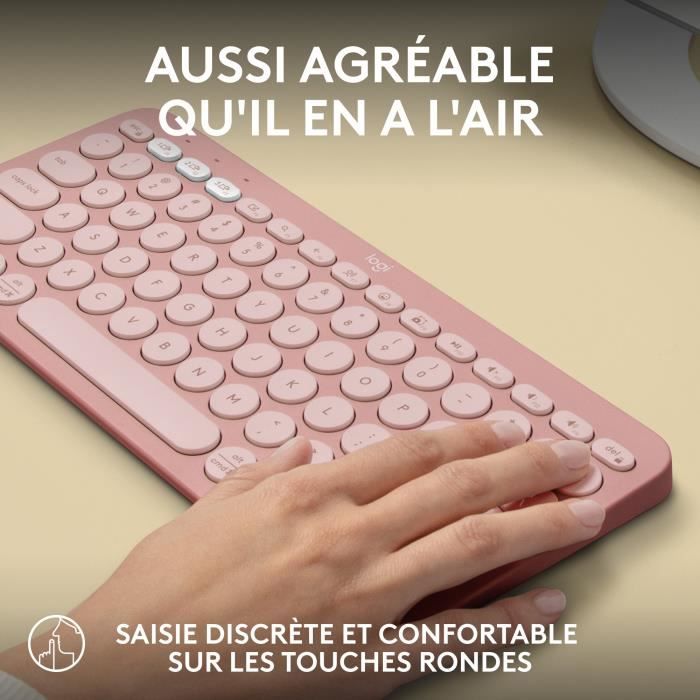 Clavier Logitech Pebble Keys 2 K380s clavier sans fil Bluetooth multidispositif - Rose