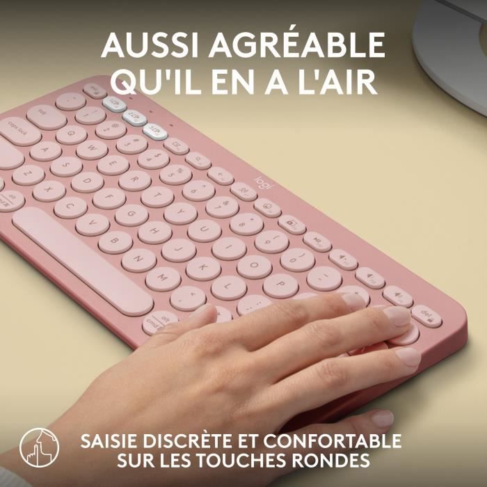 Clavier - Sans fil - Logitech - Pebble Keys 2 K380s - Bouton Easy-switch - Rose