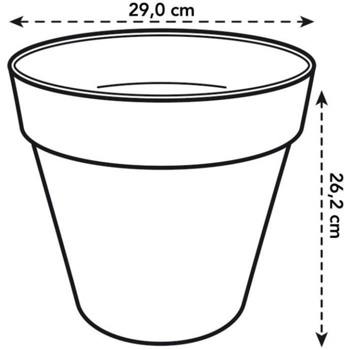 ELHO Lot de 2 pots de fleurs rond Loft Urban - 19 L  - Ø 28.5 x H 26 cm - Noir
