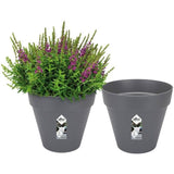 ELHO Lot de 2 pots de fleurs rond Loft Urban - 19 L  - Ø 28.5 x H 26 cm - Noir