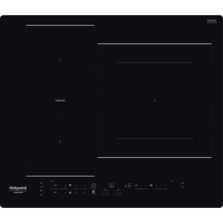 Table de cuisson induction - HOTPOINT - 3 zones - Zones modulables - L 59 x P 51 cm - HB2760BNE - 7200W total - Noir