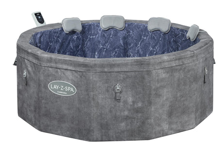 Spa semi rigide BESTWAY - Lay-Z-Spa Carrara - 140 airjets - 170 x 65 cm - 4 a 6 places - Rond (couverture, cartouche, 4 appuie-tete)