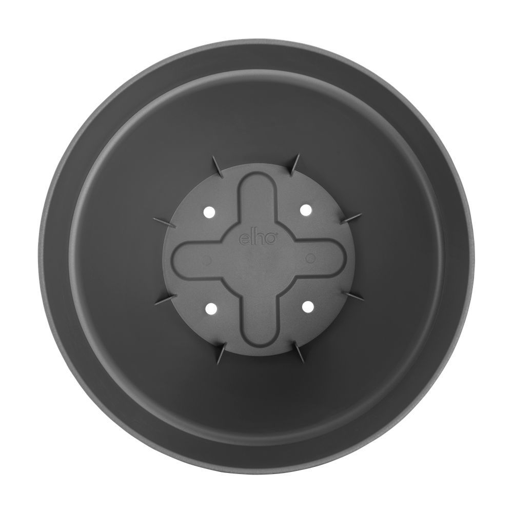 ELHO Lot de 2 pots de fleurs rond avec soucoupes Vibia Campana + Loft - Ø29,8 x H25,8cm + soucoupe Ø21 x H2,8cm - 22 L - Noir