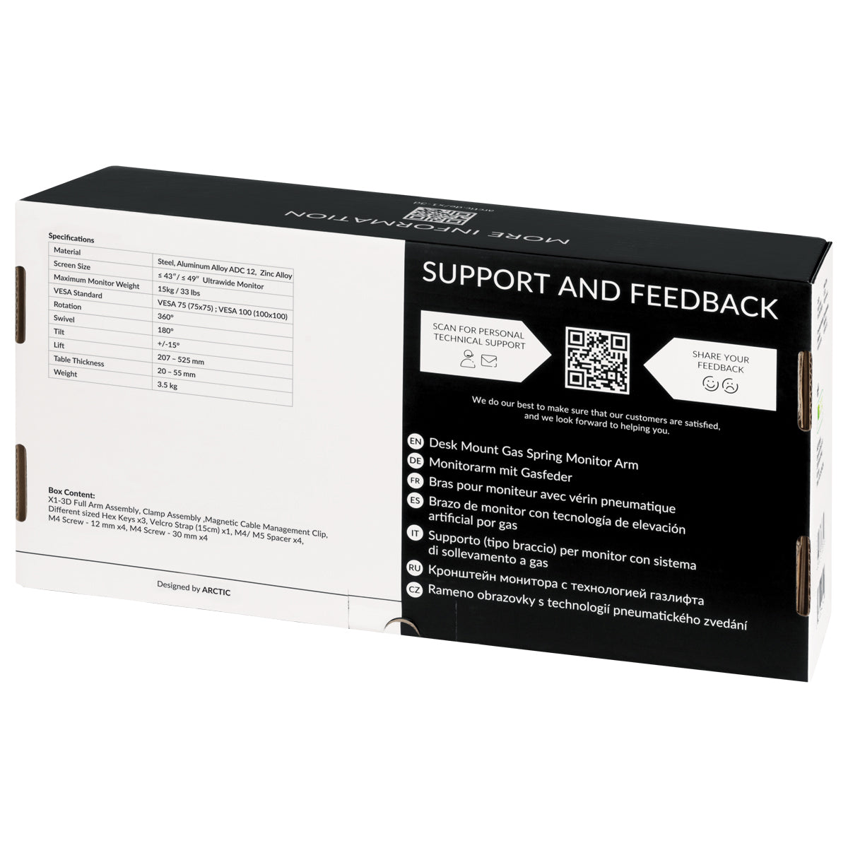 Support écran à fixer Arctic X1-3D - 43" (10kg max)
