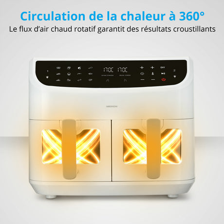 Friteuse a Air Chaud - MEDION - P20 XXL Twin - 2600 W - 2 paniers - 9 programmes - Blanc