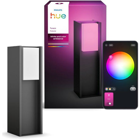 Borne lumineuse basse - PHILIPS HUE - Turaco - Gris anthracite - IP44 - Lumiere blanche et colorée - 1100 lumens