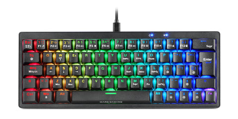 Clavier Gamer mécanique (Yellow Silent) Mars Gaming MKMiniPro RGB (Noir)