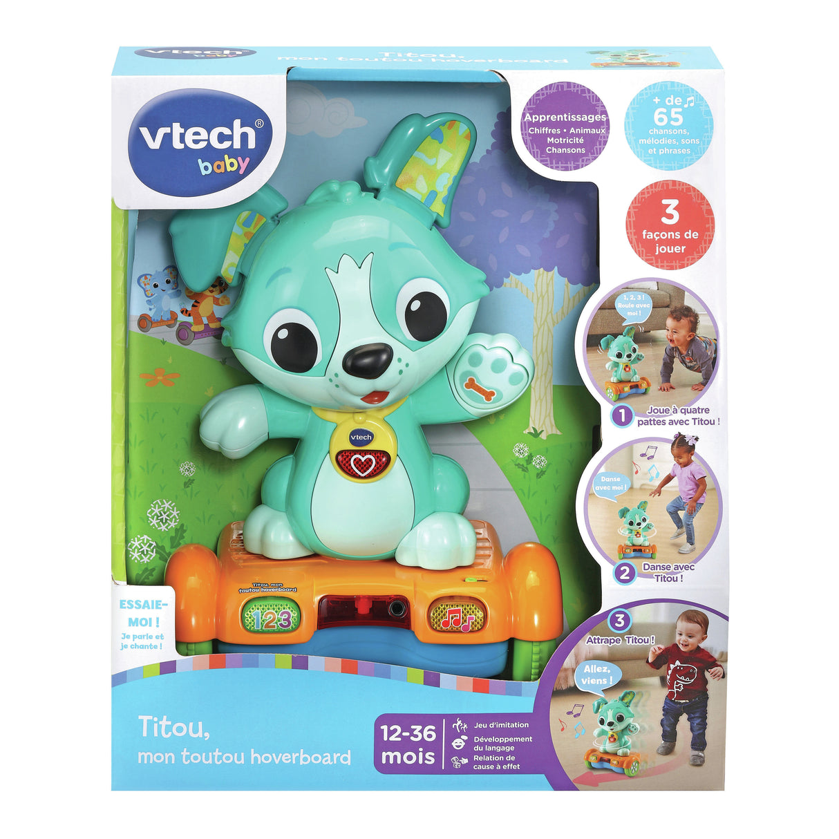 VTECH BABY - Titou, Mon Toutou Hoverboard - Chien Malicieux a 3 Roues - Piles Fournies - 12 a 36 mois