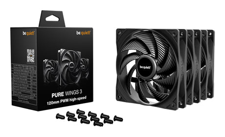 Lot de 3 Ventilateurs de boitier be quiet! Pure Wings 3 Haute Vitesse PWM - 12cm (Noir)