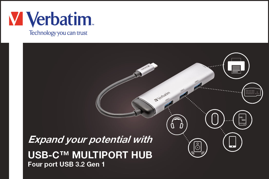 Hub USB Type C Verbatim - 4 ports USB 3.2 (Argent)