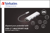 Hub USB Type C Verbatim - 4 ports USB 3.2 (Argent)