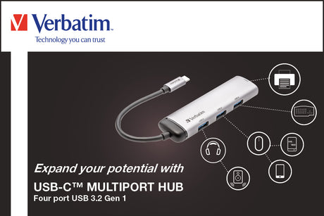 Hub USB Type C Verbatim - 4 ports USB 3.2 (Argent)
