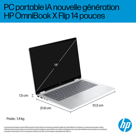 PC Portable HP OmniBook X Flip 2-en-1 14-fm0009nf - Windows 11 - 14 2K OLED - Core Ultra 5 226V - RAM 16Go - 512Go SSD - AZERTY