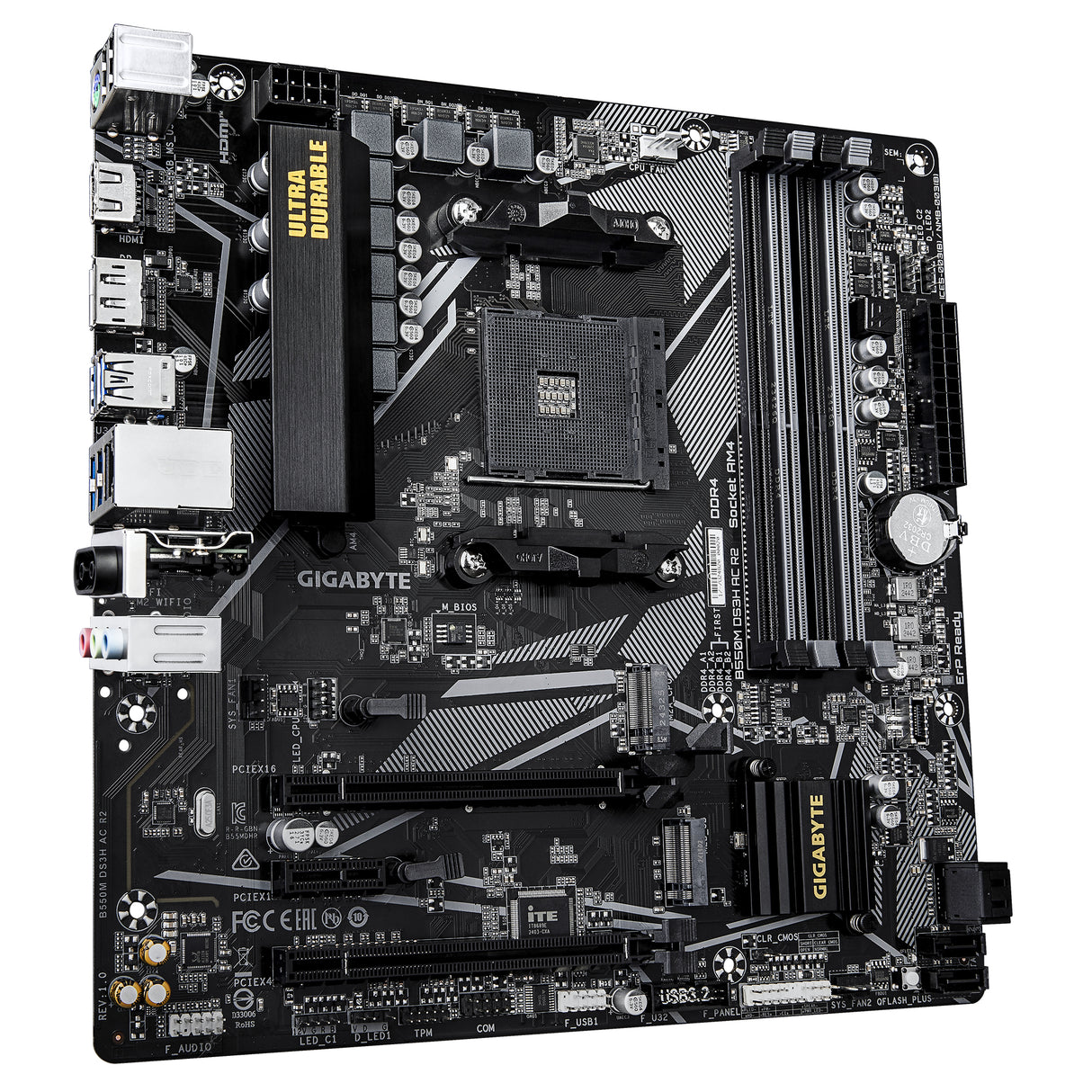 Carte mere - GIGABYTE - B550M DS3H AC R2 - Format Micro-ATX - Chipset AMD B550 - DDR4 & PCIe 4.0 - WiFi AC