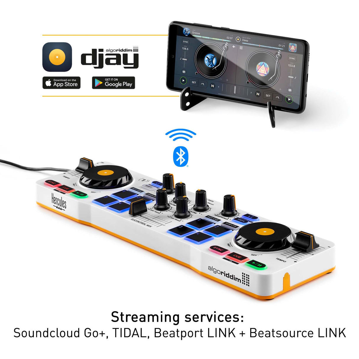 HERCULES DJ CONTROL MIX - Contrôleur DJ Bluetooth pour Smartphone (iOS et Android) - App djay - 2 voies