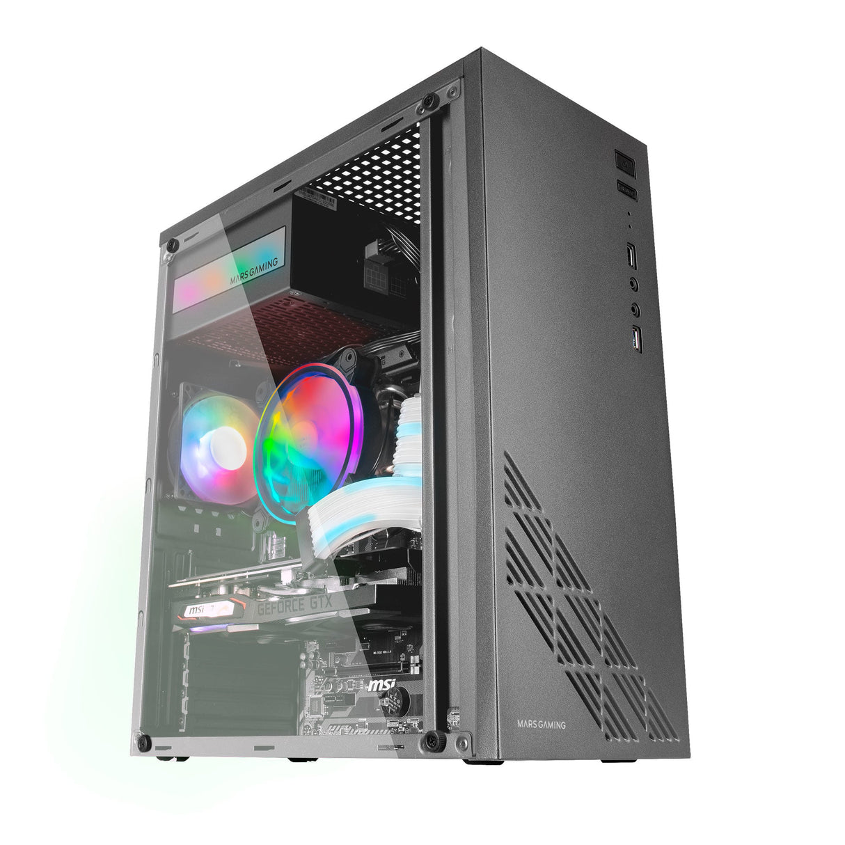 Boitier Moyen Tour ATX Mars Gaming MC100 RGB avec panneau vitré (Noir)