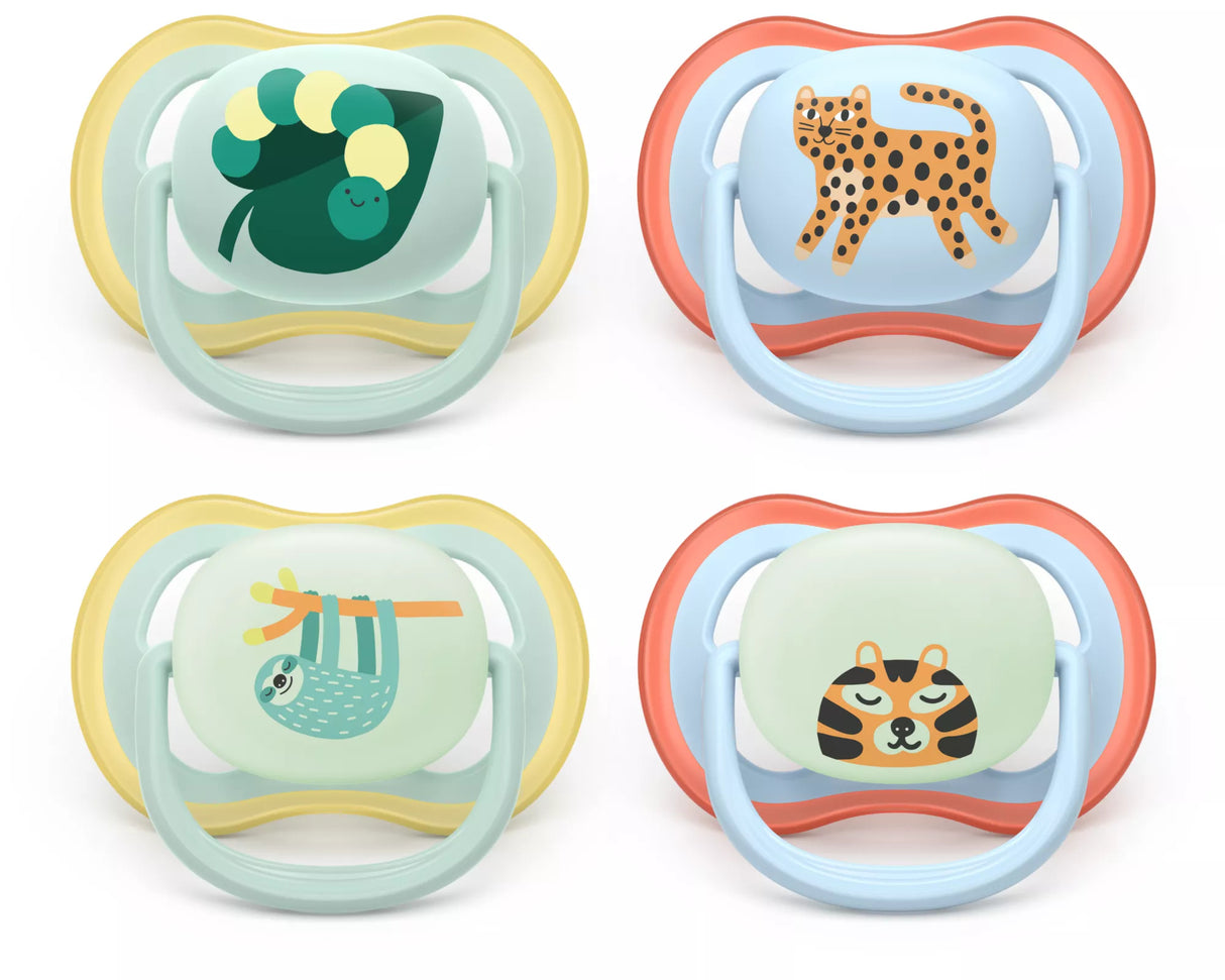 Lot de 4 sucettes ultra air - PHILIPS AVENT - SCF087/22 - Jour et nuit - Sans BPA - Jaune / Orange