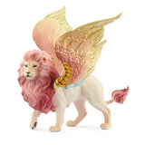 Figurine Elfe sur lion ailé, Figurine fée détachable chevauchant un lion rose magique avec des parties mobiles, figurine magique