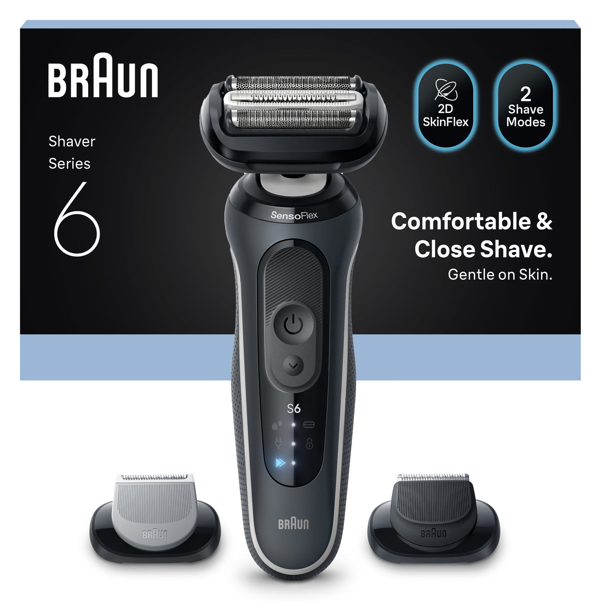 Rasoir électrique BRAUN Series 6 - Noir - Autonomie 60 minutes - Charge rapide 5 minutes