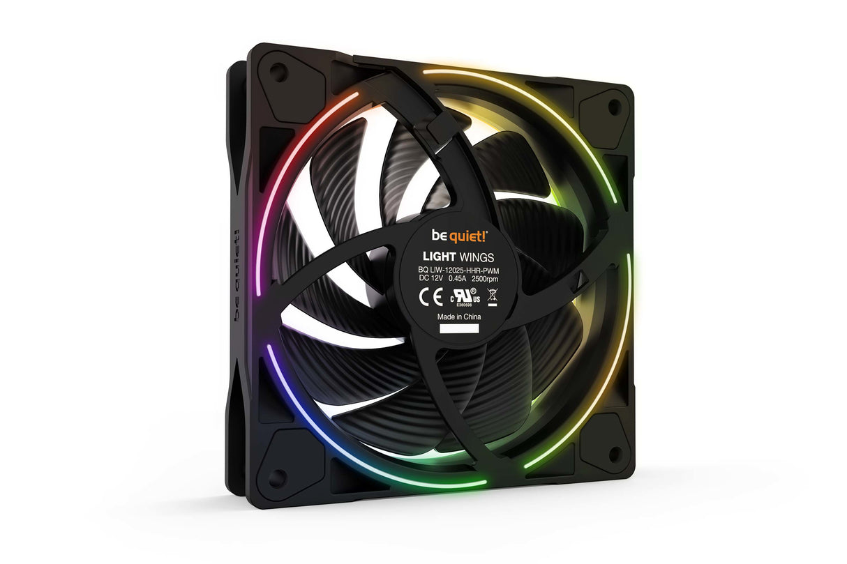 Ventilateur de boitier be quiet! Light Wings High Speed RGB - 12cm (Noir)
