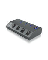 Hub USB 3.0 Icy Box IB-HUB1405 4 ports avec interrupteurs (Gris)