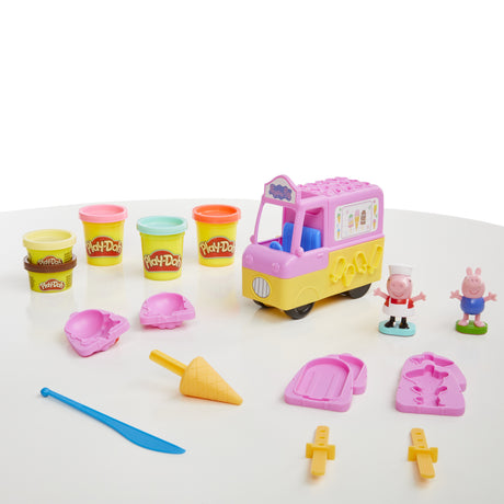 Play-Doh Peppa et le camion de glaces, figurines Peppa et George, 5 pots de pâte a modeler, des 3 ans