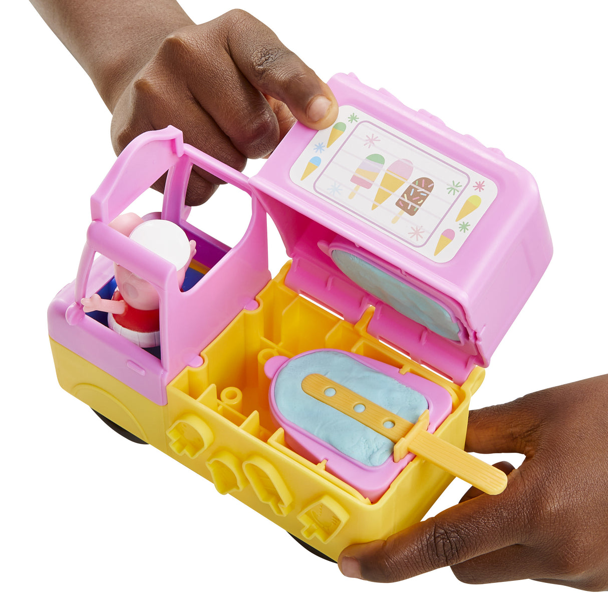 Play-Doh Peppa et le camion de glaces, figurines Peppa et George, 5 pots de pâte a modeler, des 3 ans