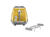 Grille-pain - DELONGHI - ICONA CAPITALS - 2 tranches - 900W - Chauffe viennoisseries - Jaune
