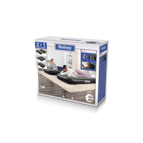 Lit 3 en 1 - BESTWAY - Airbed Tritech™ Connect and Rest™ - Lits jumeaux, lit surélevé, lit king size - 188 x 99 x 25 cm - 150 kg