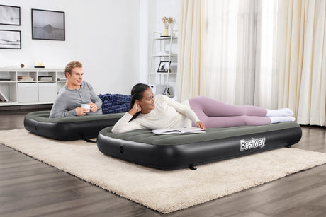 Lit 3 en 1 - BESTWAY - Airbed Tritech™ Connect and Rest™ - Lits jumeaux, lit surélevé, lit king size - 188 x 99 x 25 cm - 150 kg