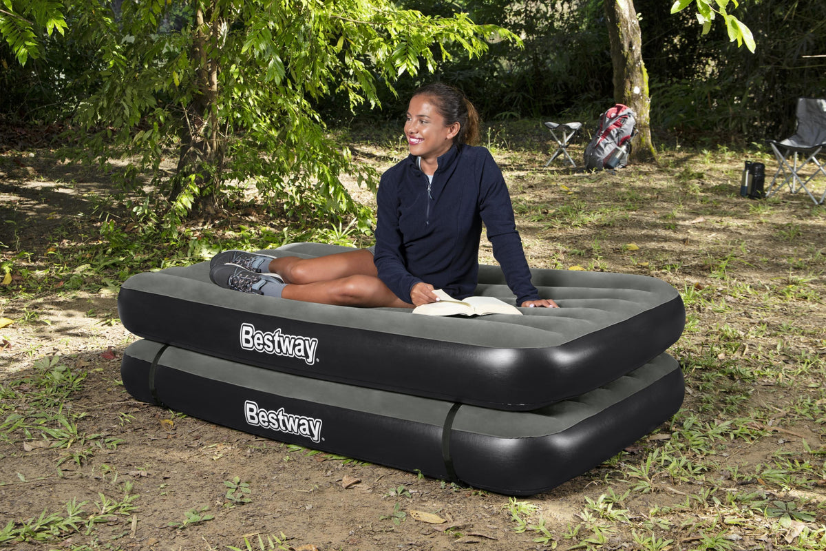 Lit 3 en 1 - BESTWAY - Airbed Tritech™ Connect and Rest™ - Lits jumeaux, lit surélevé, lit king size - 188 x 99 x 25 cm - 150 kg