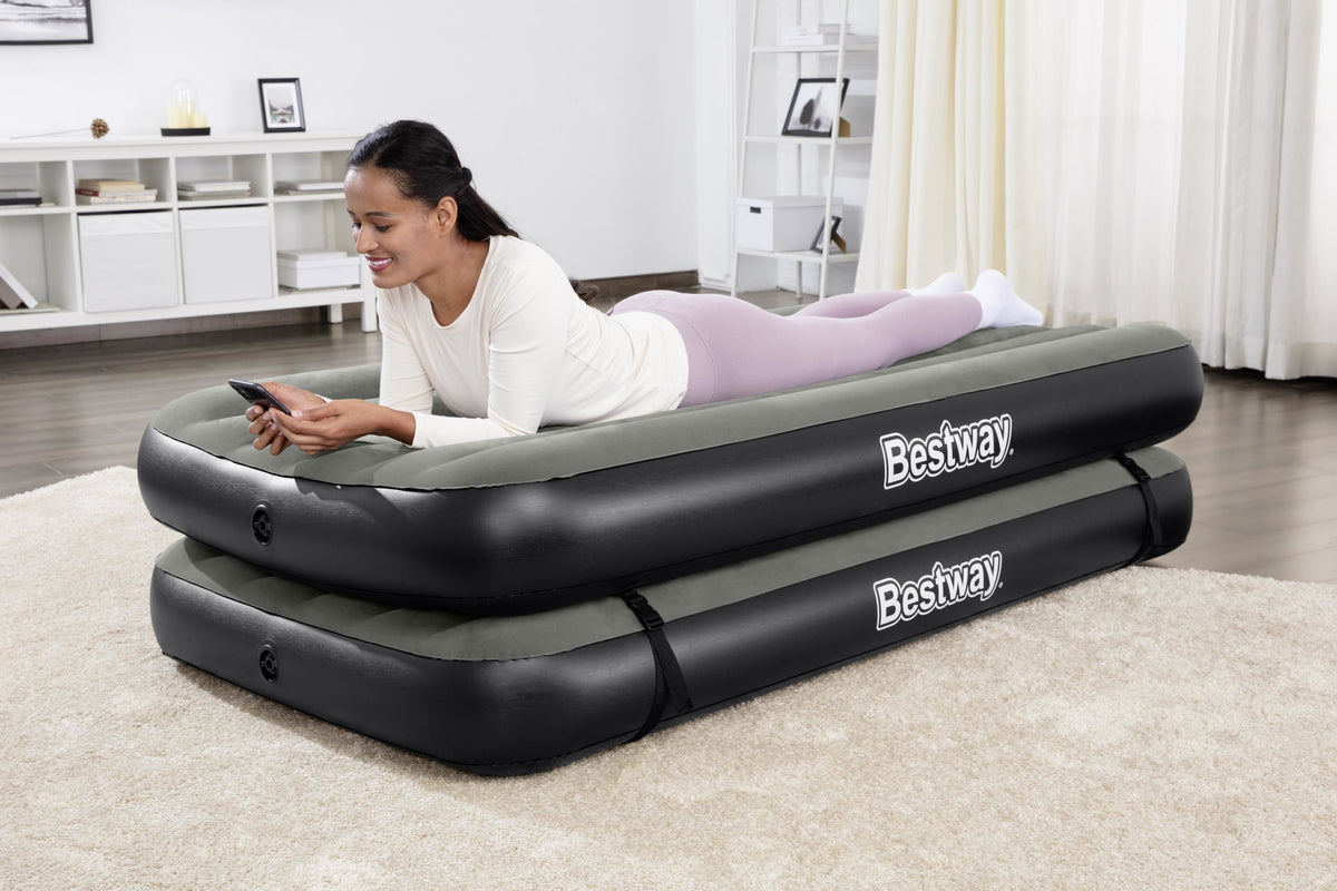 Lit 3 en 1 - BESTWAY - Airbed Tritech™ Connect and Rest™ - Lits jumeaux, lit surélevé, lit king size - 188 x 99 x 25 cm - 150 kg