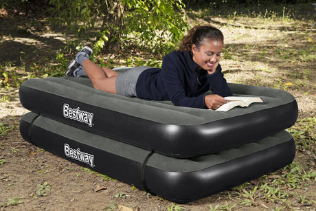 Lit 3 en 1 - BESTWAY - Airbed Tritech™ Connect and Rest™ - Lits jumeaux, lit surélevé, lit king size - 188 x 99 x 25 cm - 150 kg