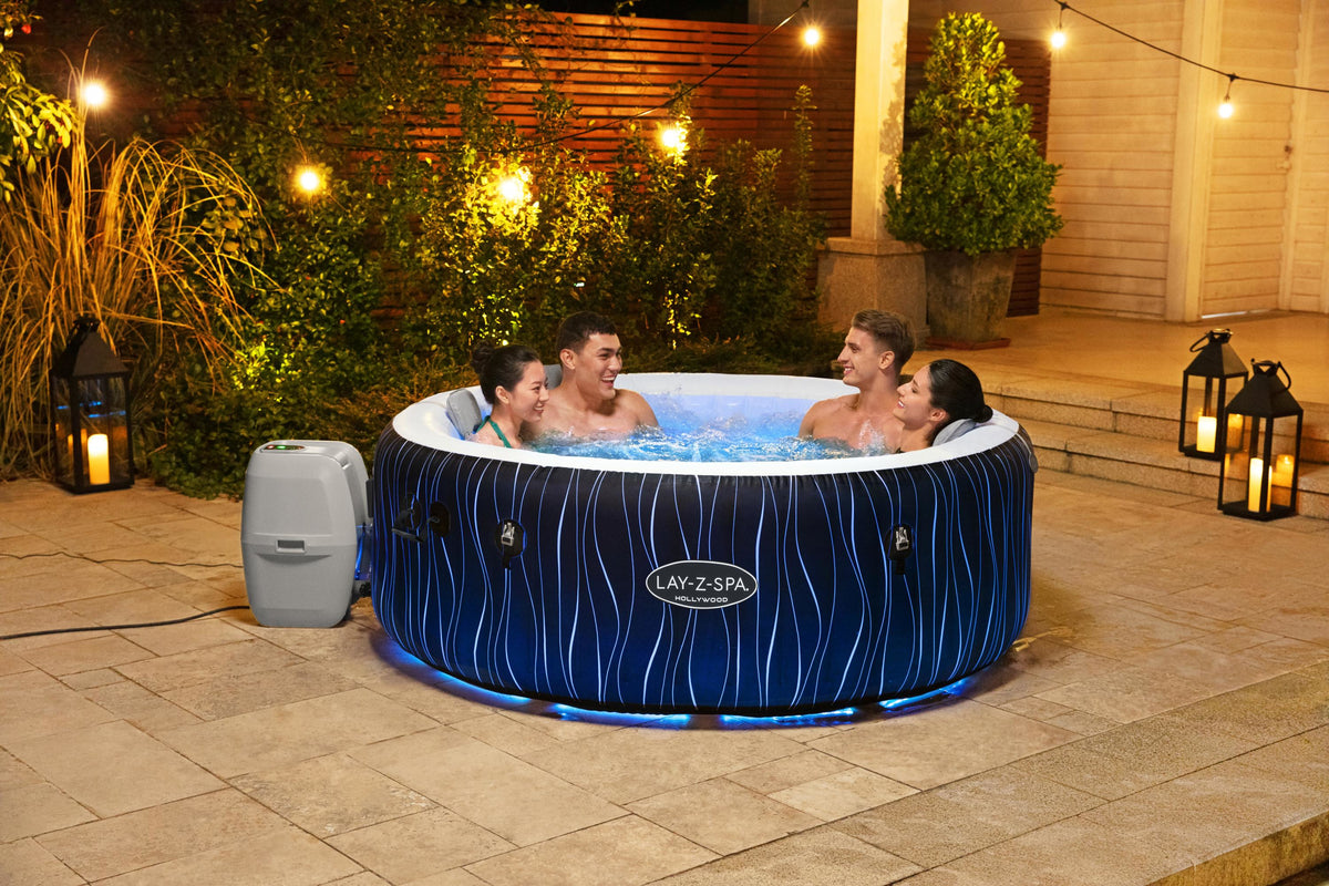 Spa gonflable BESTWAY - Lay-Z-Spa Hollywood - 196 x 66 cm - 4 a 6 places - Rond (Couverture, cartouche, diffuseur, LED...)