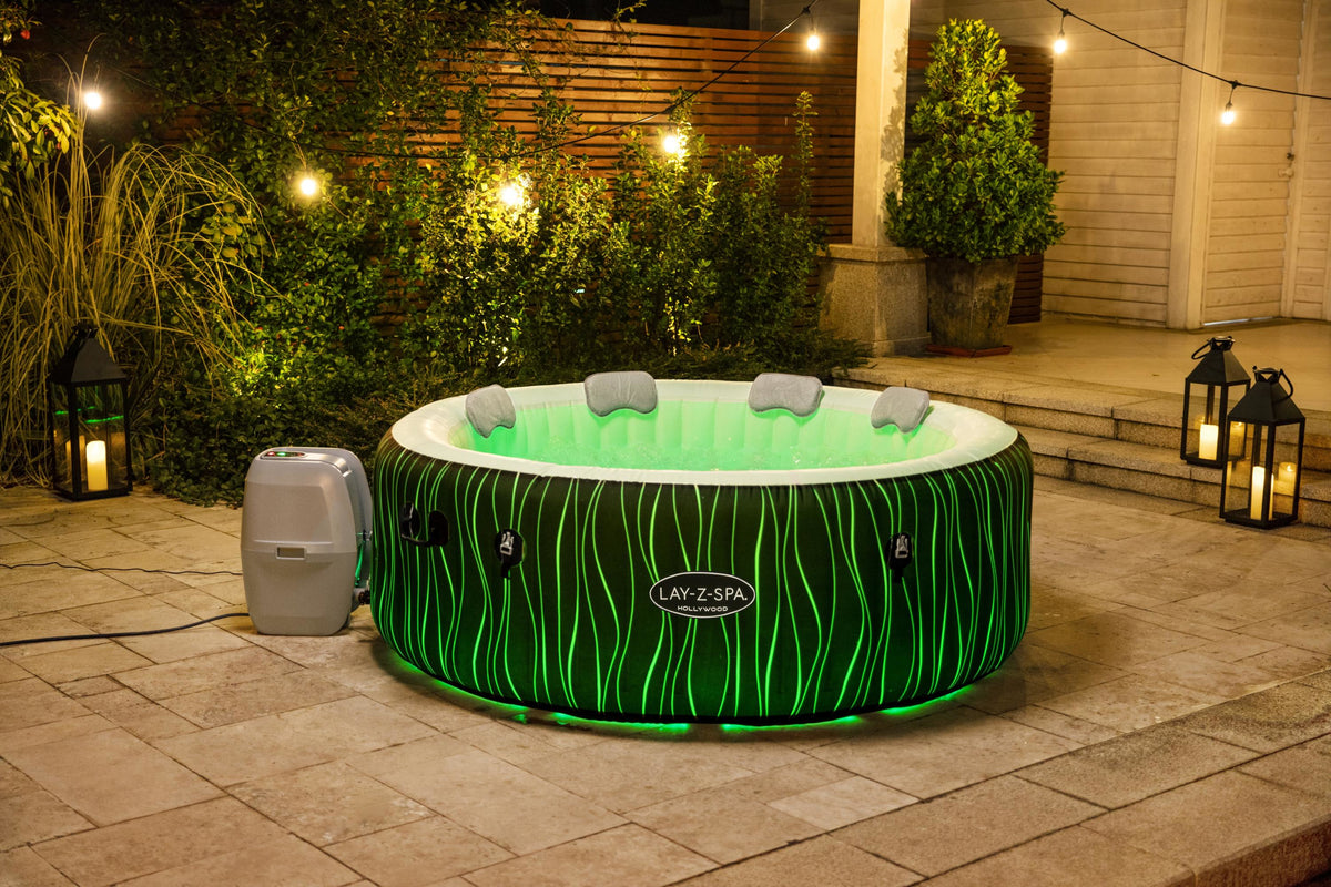 Spa gonflable BESTWAY - Lay-Z-Spa Hollywood - 196 x 66 cm - 4 a 6 places - Rond (Couverture, cartouche, diffuseur, LED...)