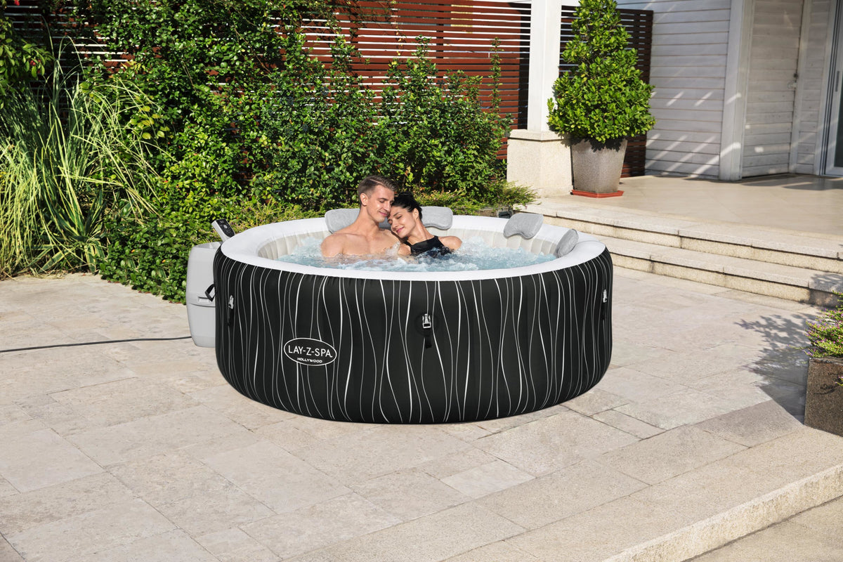 Spa gonflable BESTWAY - Lay-Z-Spa Hollywood - 196 x 66 cm - 4 a 6 places - Rond (Couverture, cartouche, diffuseur, LED...)