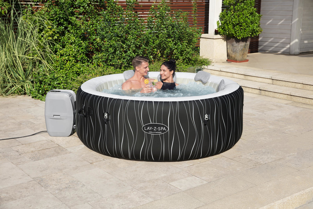 Spa gonflable BESTWAY - Lay-Z-Spa Hollywood - 196 x 66 cm - 4 a 6 places - Rond (Couverture, cartouche, diffuseur, LED...)