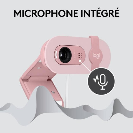 Webcam - Full HD 1080p - Logitech - Brio 100 - Microphone intégré - Rose