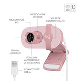 Webcam - Full HD 1080p - Logitech - Brio 100 - Microphone intégré - Rose
