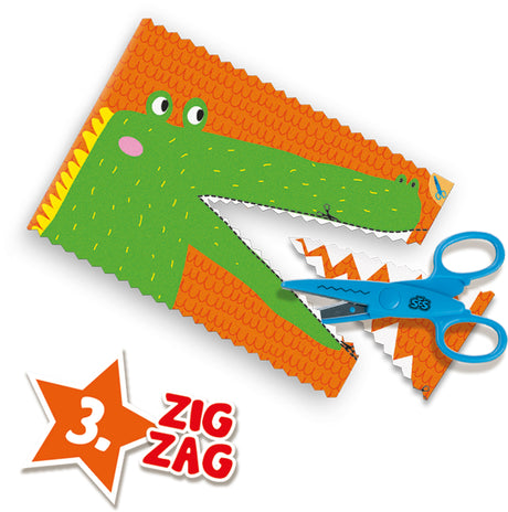 J'apprends a découper pas a pas - SES CREATIVE - Hobby 3 - 6 - Motricité Fine - 3 Ciseaux Sécurité + Loisirs + Zigzag - Age : 3+