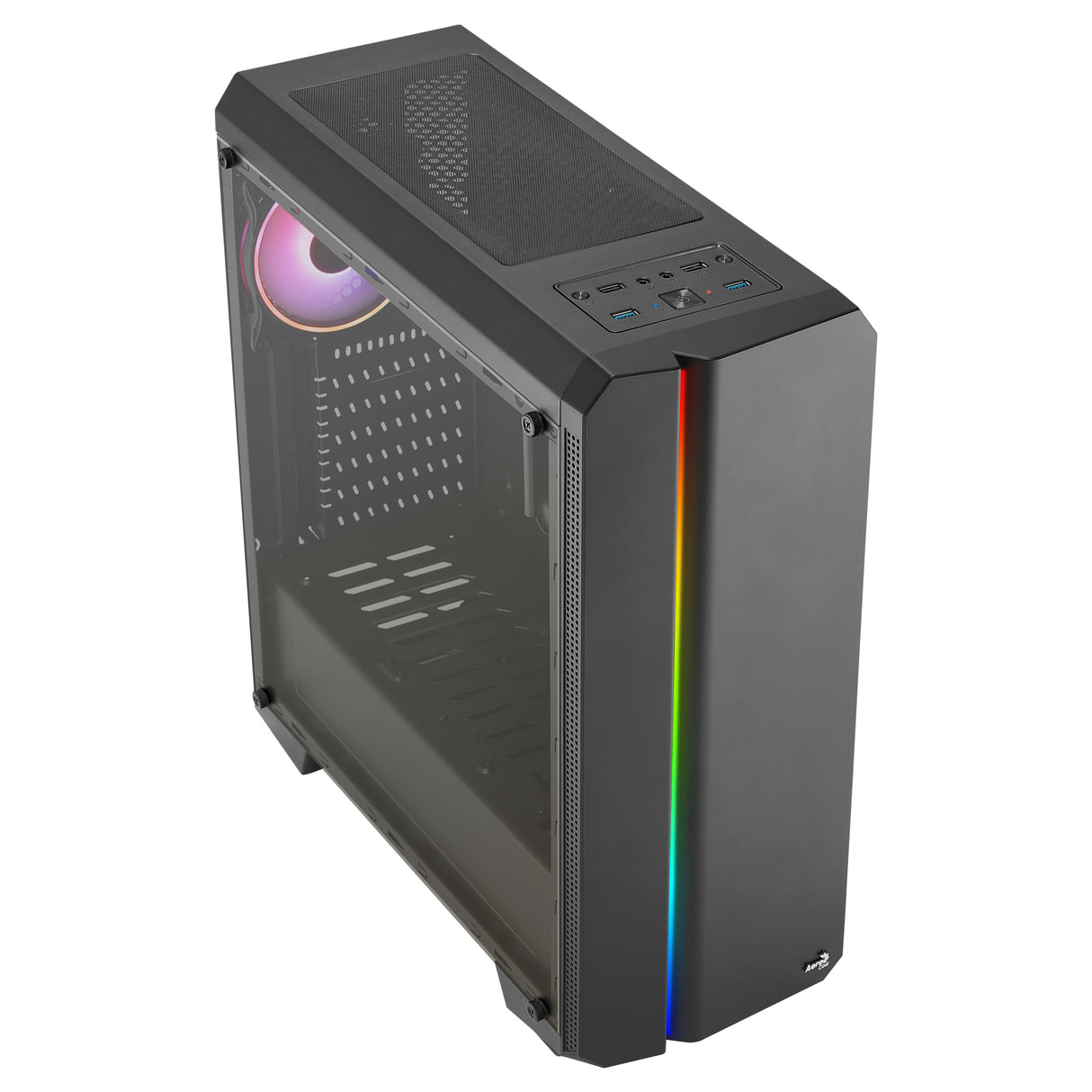 Boitier Moyen Tour ATX AeroCool Genesis v2 RGB avec panneau vitré (Noir)