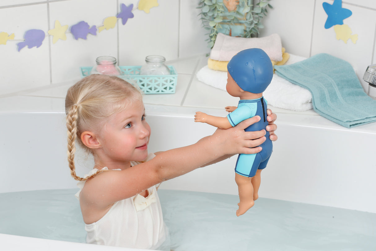 Poupon - BABY BORN -  Ma premiere nage - Poupée garçon 30 cm - Tenue non détachable et bonnet - Jouet de bain - Des 1 an