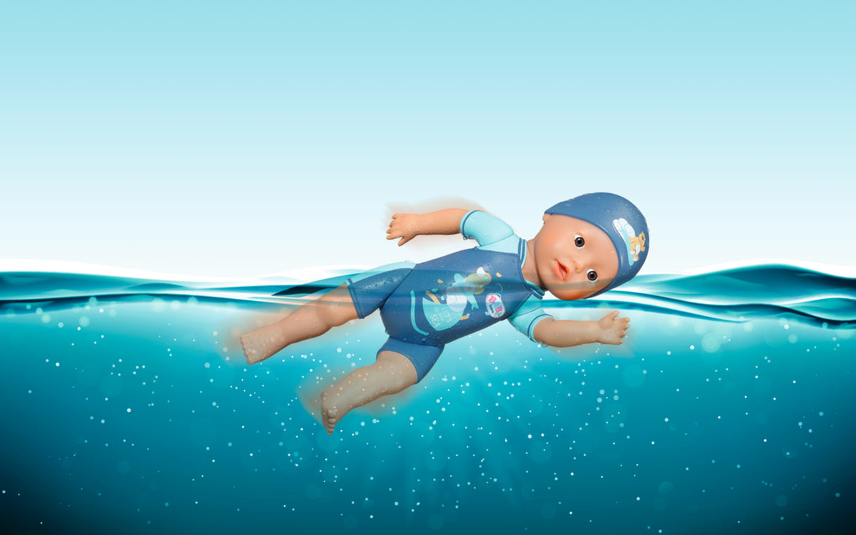 Poupon - BABY BORN -  Ma premiere nage - Poupée garçon 30 cm - Tenue non détachable et bonnet - Jouet de bain - Des 1 an