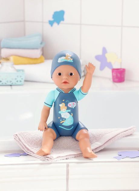 Poupon - BABY BORN -  Ma premiere nage - Poupée garçon 30 cm - Tenue non détachable et bonnet - Jouet de bain - Des 1 an