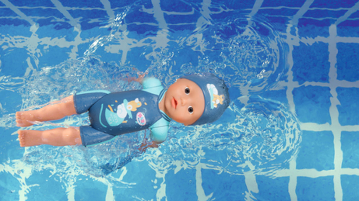 Poupon - BABY BORN -  Ma premiere nage - Poupée garçon 30 cm - Tenue non détachable et bonnet - Jouet de bain - Des 1 an