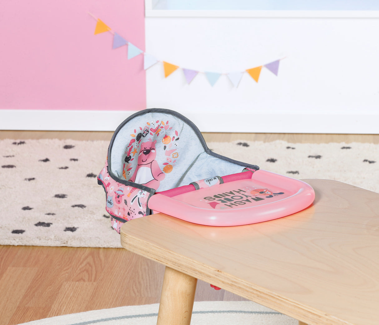 Chaise haute pour poupon - BABY BORN - Se fixe sur la table - Jouet d'imitation - Rose - Des 3 ans