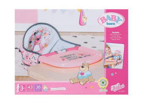 Chaise haute pour poupon - BABY BORN - Se fixe sur la table - Jouet d'imitation - Rose - Des 3 ans