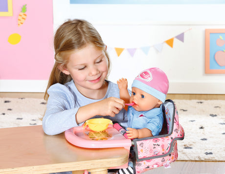 Chaise haute pour poupon - BABY BORN - Se fixe sur la table - Jouet d'imitation - Rose - Des 3 ans