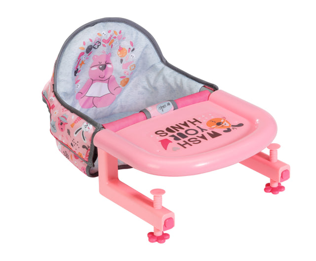 Chaise haute pour poupon - BABY BORN - Se fixe sur la table - Jouet d'imitation - Rose - Des 3 ans