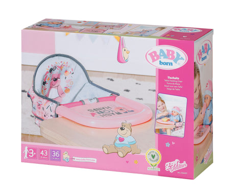 Chaise haute pour poupon - BABY BORN - Se fixe sur la table - Jouet d'imitation - Rose - Des 3 ans